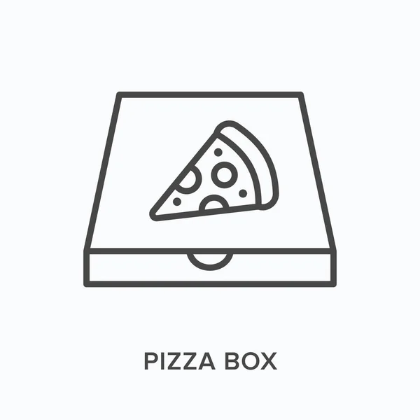 Значок Плоской Линии Коробки Пиццы Векторный Контур Иллюстрации Итальянской Коробки — стоковый вектор
