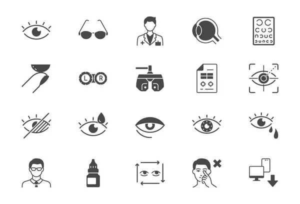 Ophthalmology Flat Icons Vector Illustration Include Icon Contact Lens Eyeball — Stock Vector