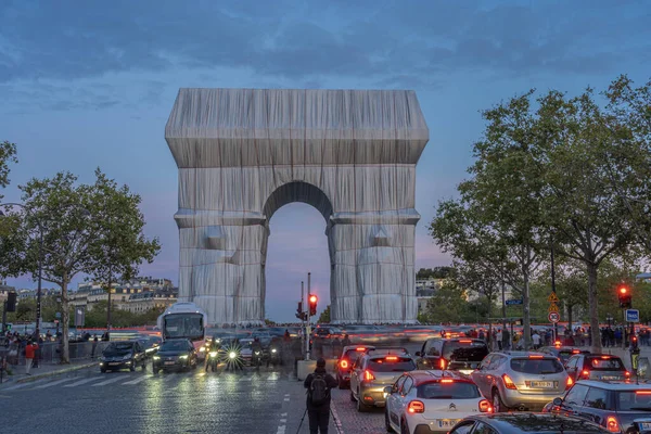 2021年9月30日 法国巴黎 戴高乐广场 Arc Triomphe 夜深人静 — 图库照片
