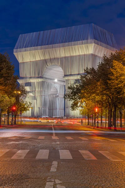 2021年9月30日 法国巴黎 戴高乐广场 Arc Triomphe 夜深人静 — 图库照片