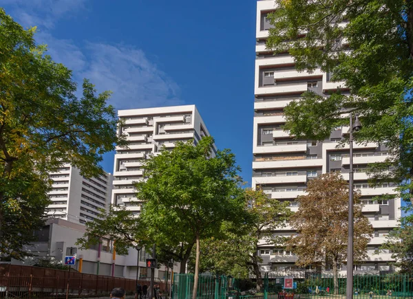 París Francia 2021 Villette Fachada Moderna Del Edificio Amanecer —  Fotos de Stock