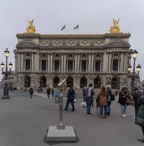 Paříž Francie 2021 Boulevard Haussmann Fasáda Pařížského Paláce Garnier Opera — Stock fotografie
