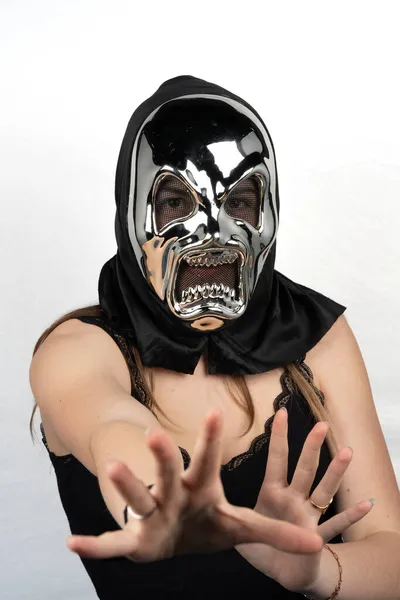 Paris França 2021 Packshot Masked Woman Uma Máscara Monstro Reflectora — Fotografia de Stock
