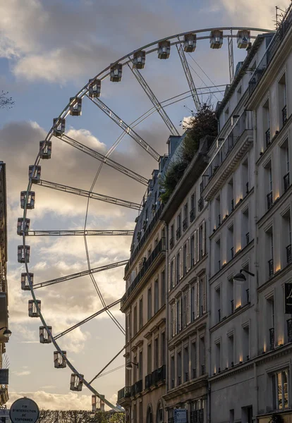 Párizs Franciaország 2021 Kilátás Tuileries Kert Körhintájára Naplementekor — Stock Fotó