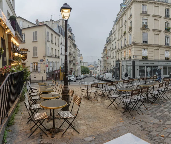 Paris France 2021 Montmartre District Famous Typical Cobbled Street Colorful — Stock Photo, Image