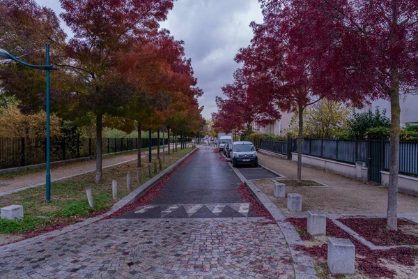 Gennevilliers Fransa 2021 Sonbaharda Renkli Ağaçların Görünümü — Stok fotoğraf