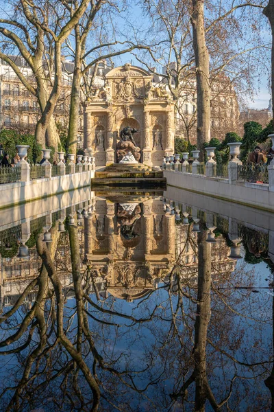 Paris France 2020 Jardin Luxembourg Vue Fontaine Medicis Avec Réflexion — Photo