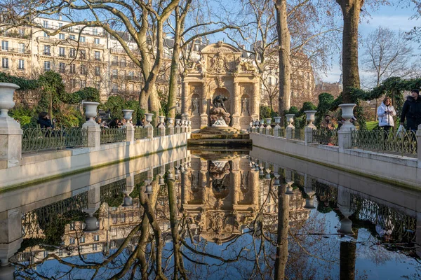 Paris France 2020 Luxembourg Garden Veduta Della Fontana Medicis Con — Foto Stock