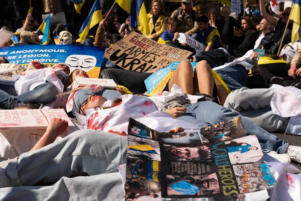 Демонстрація Проти Війни Україні Вид Натовп Березні Демонстрації Укранах — стокове фото