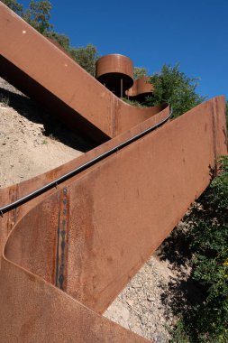 The career path - Detail of the metal staircase and platform