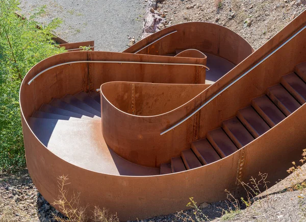 The career path - Detail of the metal staircase and platform