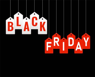 Kara Cuma Tasarım Vektör Günü 29 Kasım Tatil Pazarlama Soyut Satış Kırmızı ve Beyaz Görüntü Siyah arka planlı