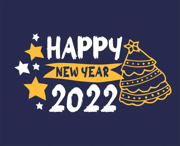 2022 Happy New Year イラストベクトルイエロー ホワイトアブストラクト ブルー — ストックベクタ