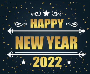 2022 Mutlu Yeni Yıl Vektörü Soyut Tatil İllüstrasyonu Mavi Derece Özgeçmişli Altın