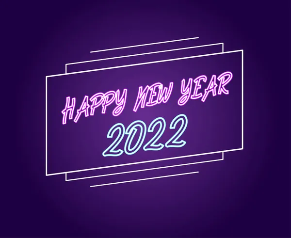 Mutlu yıllar 2022 Neon Tatil Soyut Vektör İllüstrasyonu Mor Arkaplan