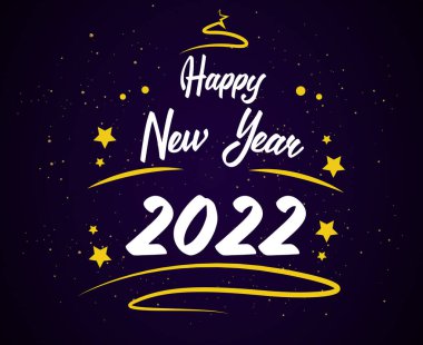 Mutlu yıllar 2022 Tasarım Vektörü Soyut Tatil İllüstrasyonu Beyaz ve Sarı Arkaplan