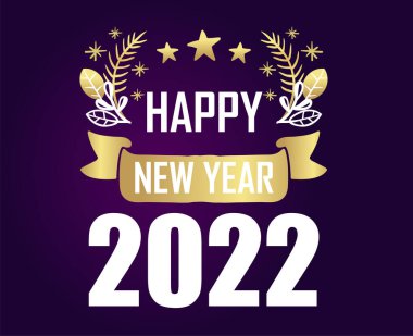 Mutlu yıllar 2022 Tasarım Soyut Tatil Vektörü İllüstrasyonu Mor Mezuniyet Arkaplanı Beyaz ve Altın