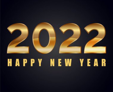 Mutlu yıllar 2022 Soyut Vektör Tatil İllüstrasyonu Gradyan Geçmişli Altın Tasarım