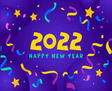 Mutlu yıllar 2022 Tasarım Soyut Tatil Vektörü Resimleri Gradyan Mor Arkaplanlı Renkli