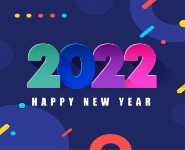 Mutlu yıllar 2022 Soyut Vektör Tatil İllüstrasyon Tasarımı Renkli