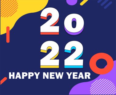 Mutlu yıllar 2022 Soyut Tatil Tasarım Vektör İllüstrasyonu Renkli Arkaplan