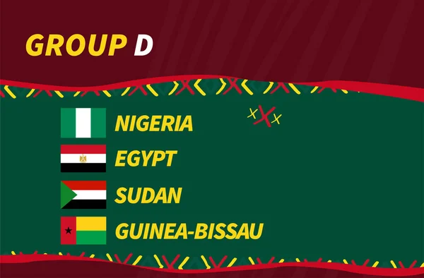 Can Camarões 2021 Grupo Africano Copa Futebol Equipes Nigéria Egito — Vetor de Stock
