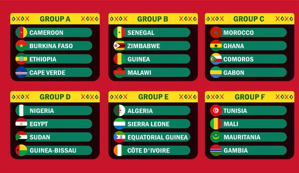 Can Cameroon 2021 Groups African Cup Football Teams Design Vector —  Vetores de Stock