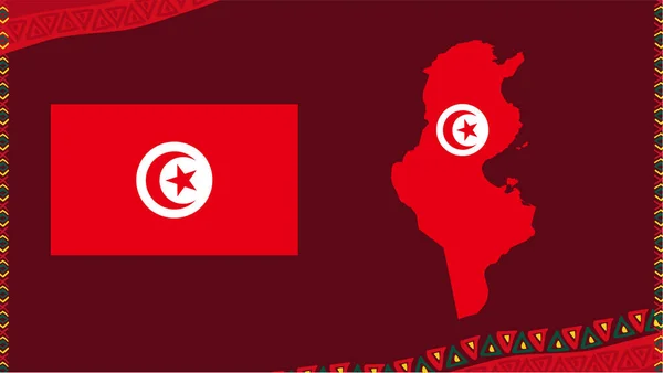 Can Cameroon 2021 Tunisia Map Flag Design Group African Cup — 图库矢量图片
