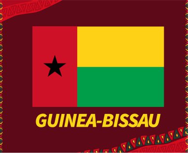 Kamerun 2021 Gine-Bissau Bayrak Afrika Kupası Futbol Takımları Tasarım Vektörü İllüstrasyonu