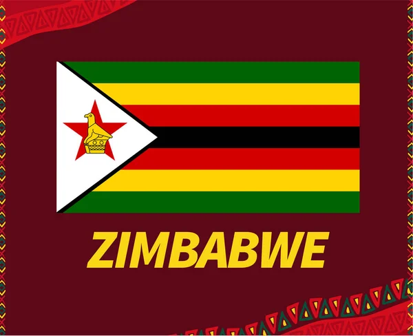 Can Cameroon 2021 Zimbabwe Flag African Cup Football Teams Design — Stock Vector
