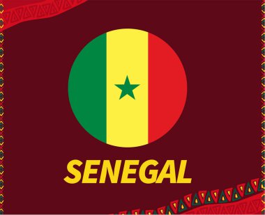 Can Kamerun 2021 Senegal Bayrak Tasarım Grubu B Afrika Kupası Futbol Takımı Vektör Resimleri