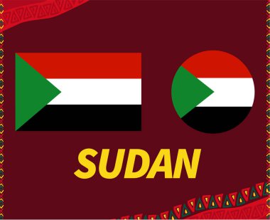Kamerun 2021 Sudan Bayrakları Grubu D Afrika Kupası Futbol Takımları Tasarım Vektörü İllüstrasyonu