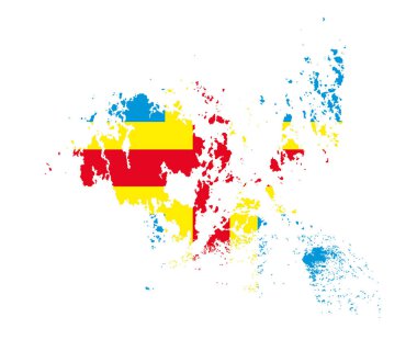 Aland Flag Ulusal Avrupa Amblem Haritası Simge Vektör İllüstrasyonu Soyut Tasarım Elemanı