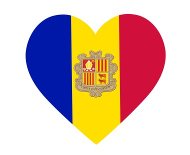 Andorra Bayrağı Ulusal Avrupa Amblem Kalp Simgesi Vektör İllüstrasyonu Soyut Tasarım Elemanı