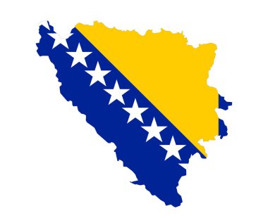 Bosna-Hersek Ulusal Avrupa Bayrağı Amblem Haritası Simge Vektör İllüstrasyonu Soyut Tasarım Elemanı