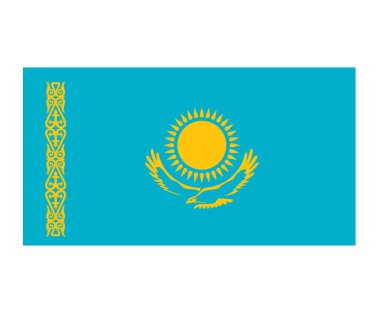 Kazakistan Ulusal Avrupa Bayrağı Sembol Simgesi Simgesi Vektör Çizimi Soyut Tasarım Elemanı