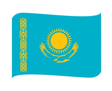Kazakistan Ulusal Avrupa Bayrağı Amblem Simgesi Simgesi Vektör Çizimi Soyut Tasarım Elemanı