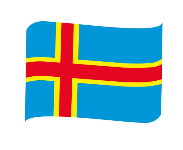 Aland Flagge Nationales Europa Emblem Band Ikone Vektor Illustration Abstraktes — Stockvektor