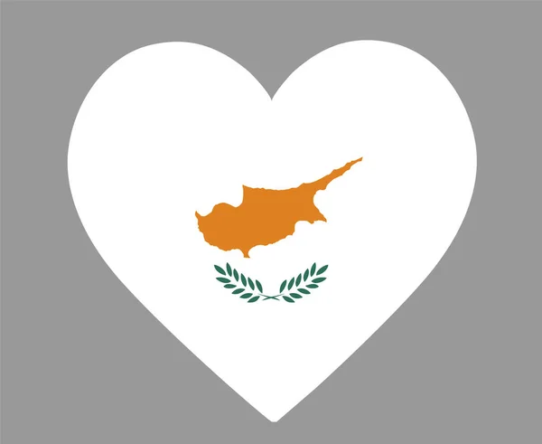 Cyprus Flag National Europe Emblem Heart Icon Vector Illustration Αφηρημένο — Διανυσματικό Αρχείο