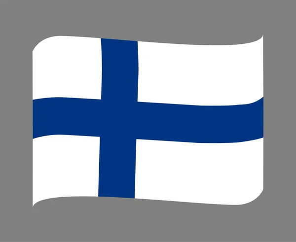 Bandeira Finlândia National Europe Emblem Ribbon Icon Vector Illustration Abstract — Vetor de Stock