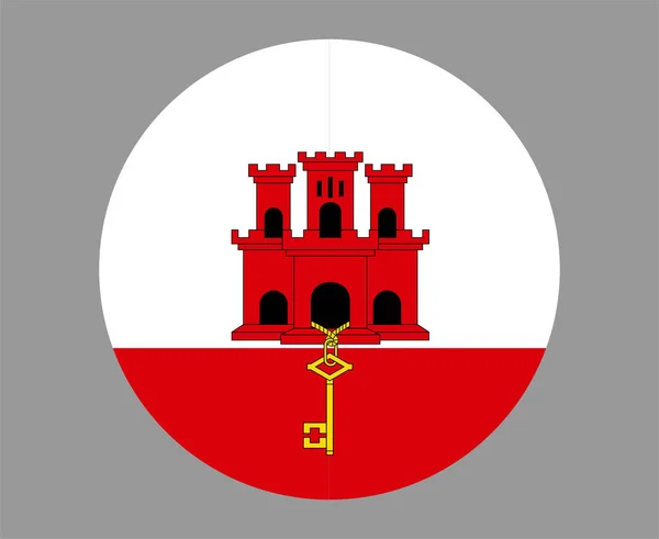 Gibraltar Flagga Nationellt Europa Emblem Ikon Vektor Illustration Abstrakt Design — Stock vektor