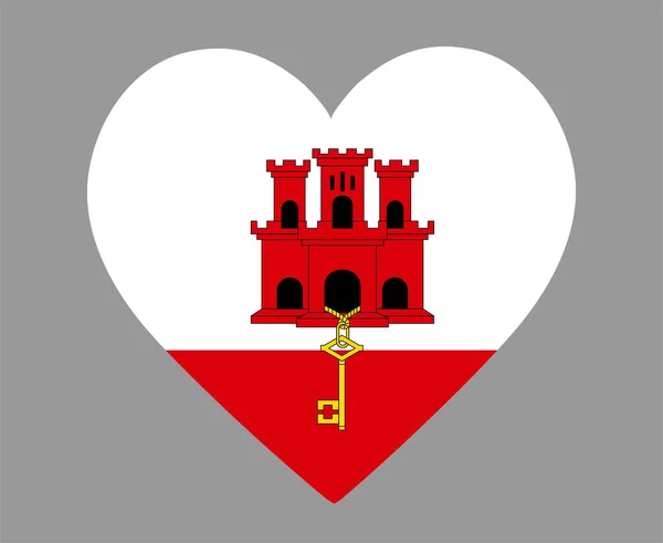 Gibraltar Flagge Nationales Europa Emblem Herz Ikone Vektor Illustration Abstraktes — Stockvektor