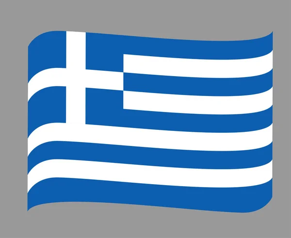 Greece Flag National Europe Emblem Ribbon Icon Vector Illustration Abstract — стоковий вектор
