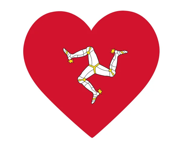 Bandera Isla Man Emblema Europa Nacional Icono Del Corazón Vector — Vector de stock