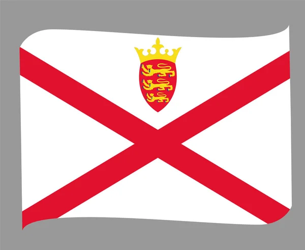 Jersey Flag National Europe Emblem Ribbon Icon Vector Illustration Abstract — стоковий вектор