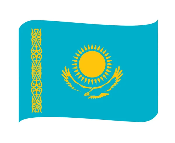 Kazakistan Ulusal Avrupa Bayrağı Amblem Simgesi Simgesi Vektör Çizimi Soyut Tasarım Elemanı