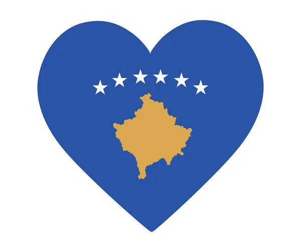 Bandera Kosovo Emblema Europa Nacional Icono Del Corazón Vector Ilustración — Archivo Imágenes Vectoriales