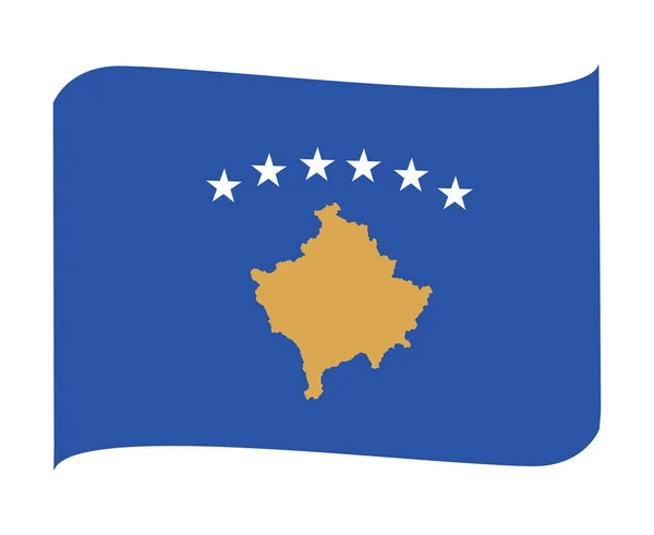 Kosovo Flag National Europe Emblem Ribbon Icon Vector Illustration Abstract — Stockový vektor
