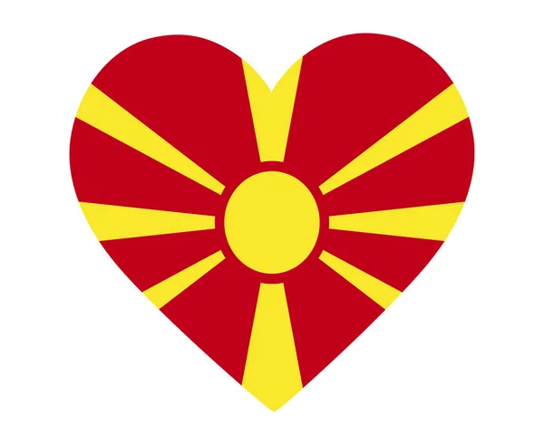 Makedonien Flagga Nationellt Europa Emblem Hjärt Ikon Vektor Illustration Abstrakt — Stock vektor