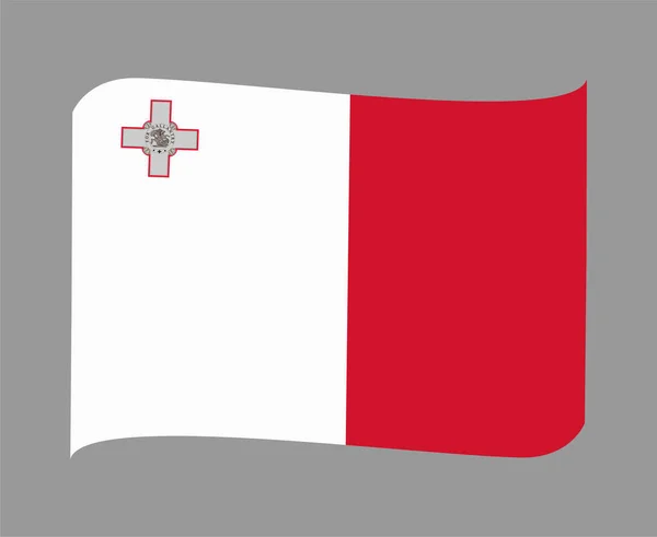 Malta Flag National Europe Emblem Ribbon Icon Vector Illustration Abstract — Stock Vector